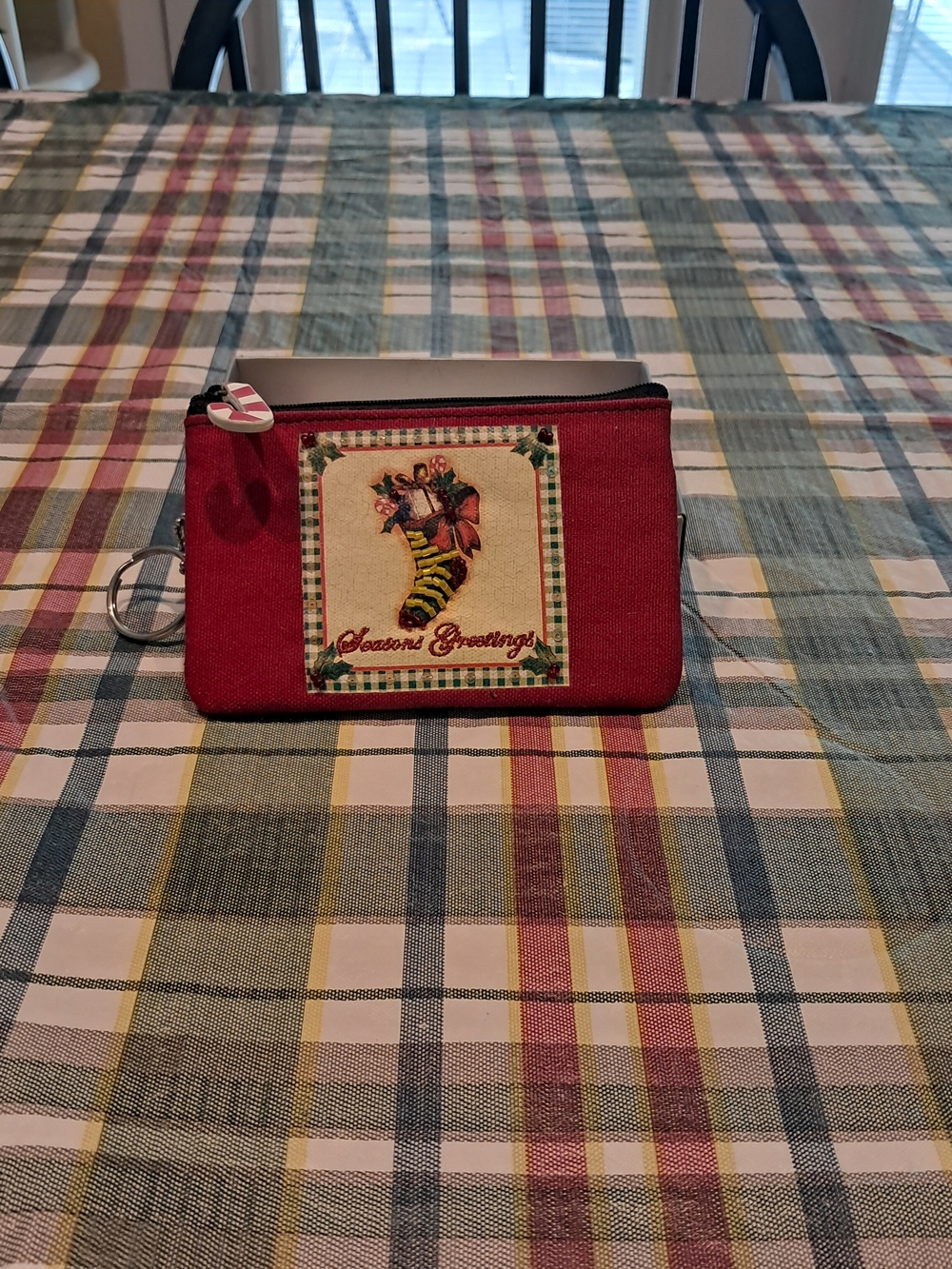 ROLFS Red Holiday 'Seasons Greetings' Wristlet Coin Purse With Keychain